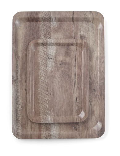 Taca do serwowania antypoślizgowa z laminatem melaminowym, 370x530 mm, ciemne drewno | AMERBOX, 508954