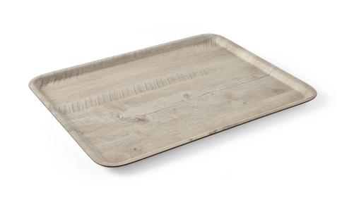 Taca do serwowania antypoślizgowa z laminatem melaminowym, 370x530 mm, jasne drewno | AMERBOX, 508930