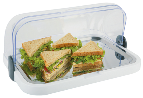 Witrynka chłodząca prostokątna z pokrywą roll-top 440x320x205 mm, biała | APS, 09100