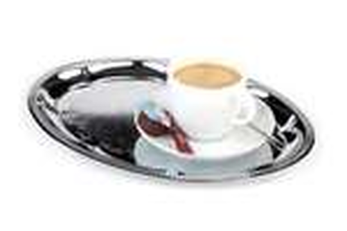 Taca owalna ze stali chromowanej do serwowania kawy 300x220 mm | APS, Kaffeehaus