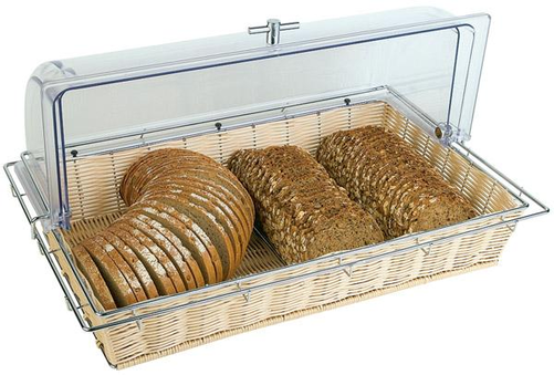 Koszyk prostokątny z polipropylenu ze wzmocnieniem 565x360x100 mm, beżowy | APS, Economic