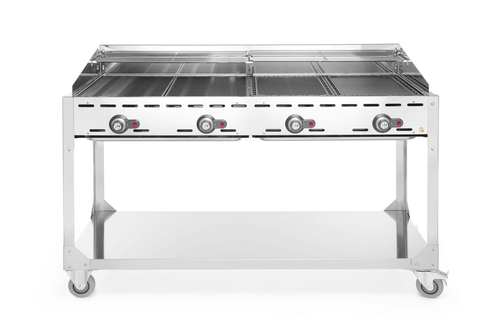 Grill 4-palnikowy Green Fire z podstawą na kółkach | HENDI, Profi Line