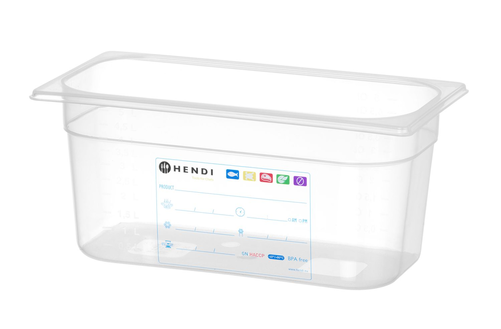 Pojemnik GN 1/3 150 mm, HACCP z polipropylenu | HENDI, 880265