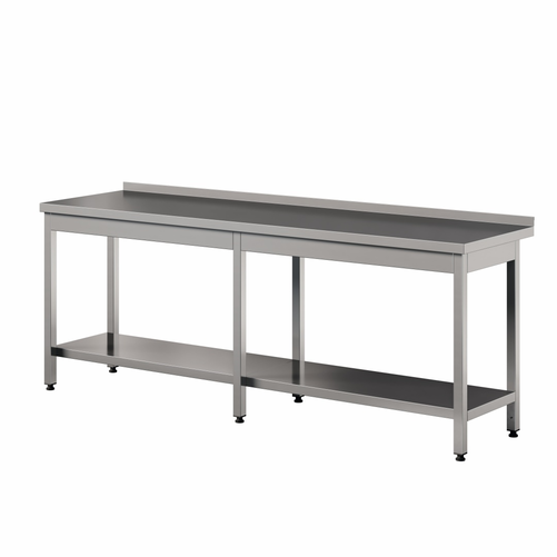 Stół przyścienny z półką ze stali nierdzewnej, 2400x600x850 mm, ECO Line | EDENOX, WT-246 PL S
