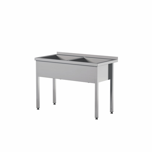 Stół przyścienny z basenem dwukomorowym ze stali nierdzewnej, 1800x700x850 mm, ECO Line | EDENOX, SBTW-1874/2 PL