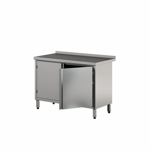 Stół przyścienny z szafką z drzwiami uchylnymi ze stali nierdzewnej, 1500x700x850 mm, ECO Line | EDENOX, WM-157 PL 2HD