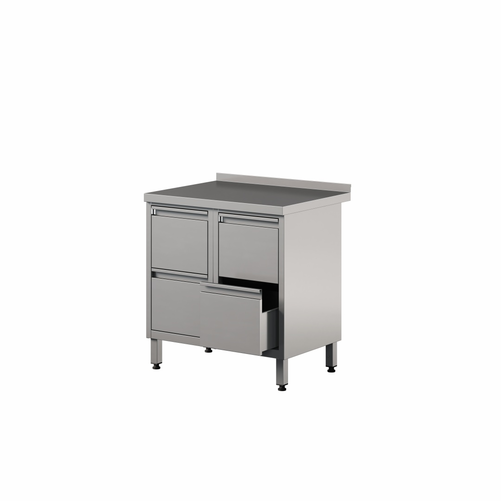 Stół przyścienny z szufladami ze stali nierdzewnej, 800x700x850 mm, ECO Line | EDENOX, WM-87 PL 4DR
