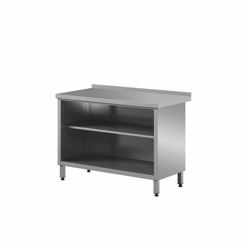 Stół przyścienny z szafką otwartą i półką ze stali nierdzewnej, 1800x600x850 mm, ECO Line | EDENOX, WT-186 PL 2S
