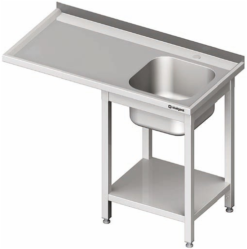 Stół ze zlewem jednokomorowym z prawej strony i miejscem na lodówkę lub zmywarkę 1400x700x900 mm | STALGAST, 980957140