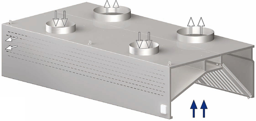 Okap przyścienny skrzyniowy kompensacyjny 3100x900x450 mm | STALGAST, 9821309310