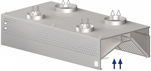 Okap przyścienny skrzyniowy kompensacyjno-indukcyjny 4800x1400x450 mm | STALGAST, 9821414480