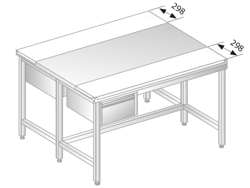 Stół z płytami do krojenia i szufladami 1700x1400x850 mm | DORA METAL, DM-3107