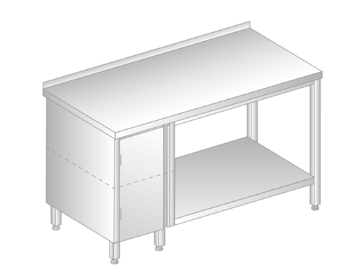 Stół z szafką i półką 2000x600x850 mm | DORA METAL, GT-3113
