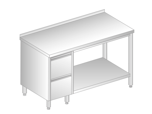 Stół z szufladami i półką 1500x700x850 mm | DORA METAL, GT-3114