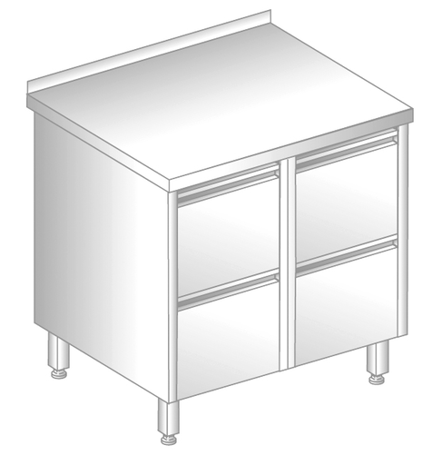 Stół z szufladami 800x700x850 mm | DORA METAL, GT-3121