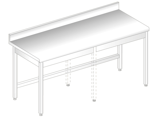 Stół do pracy 2600x600x850 mm, z krawędzią antybryzgową | DORA METAL, DM-S-3100