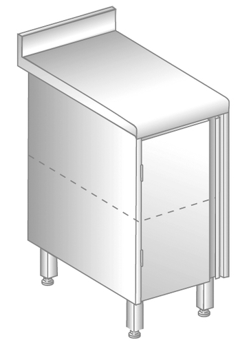 Stół z szafką 600x600x850 mm, z krawędzią antybryzgową | DORA METAL, DM-S-3108