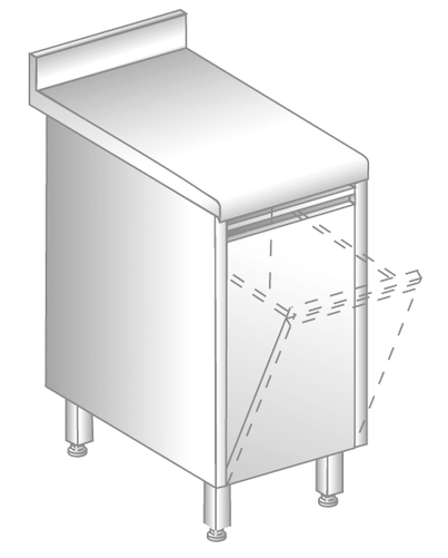 Stół z pojemnikiem wychylnym 400x700x850 mm, z krawędzią antybryzgową | DORA METAL, DM-S-3141