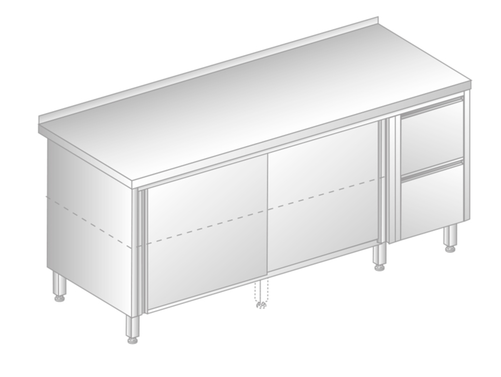 Stół z szafką i szufladami 1500x600x850 mm | DORA METAL, GT-3127