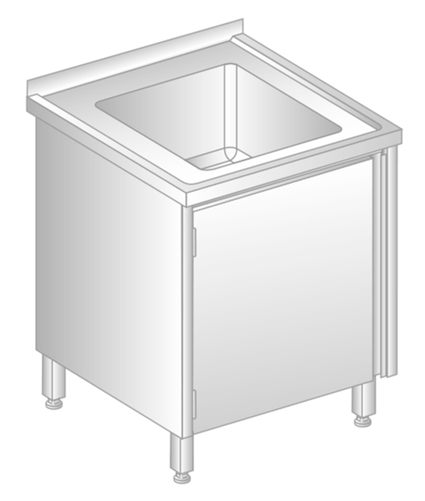 Stół ze zlewem i szafką 600x700x850 mm | DORA METAL, GT-3210