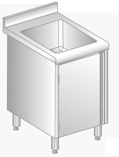 Umywalka z szafką 500x700x850 mm, z krawędzią antybryzgową | DORA METAL, DM-S-3231