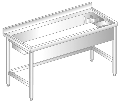 Stół do obróbki produktów 1200x600x850 mm, z krawędzią antybryzgową | DORA METAL, DM-S-3237