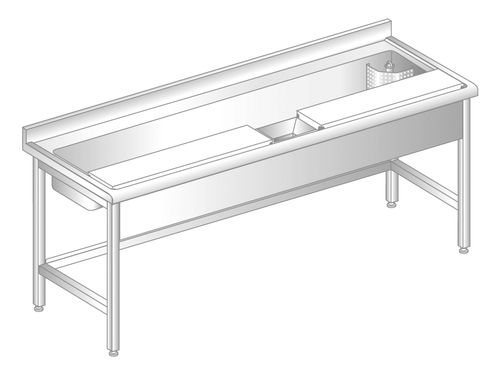Stół do obróbki produktów 1800x700x850 mm, z krawędzią antybryzgową | DORA METAL, DM-S-3238