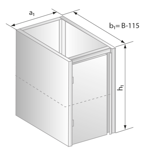 Moduł z drzwiami zawiasowymi 600x585x650 mm | DORA METAL, DM-3008.1