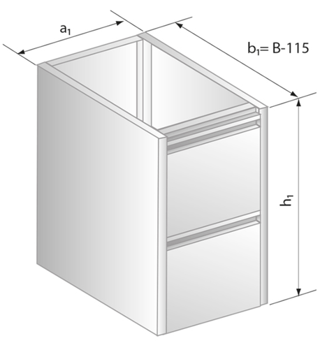 Moduł z szufladami 600x485x650 mm | DORA METAL, DM-3109.1