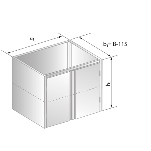 Moduł z drzwiami zawiasowymi 1200x485x650 mm | DORA METAL, DM-3117.1