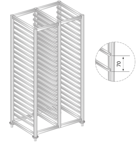 Regał na pojemniki lub tace 1170x660x1800 mm | DORA METAL, DM-3323