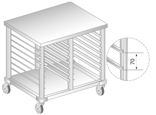 Wózek do transportu pojemników GN 1200x700x850 mm | DORA METAL, DM-3419