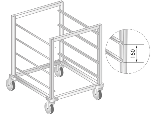 Wózek do transportu pojemników GN 603x700x850 mm | DORA METAL, DM-3420