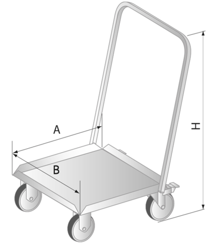 Platforma jezdna z uchwytem 510x510x900 mm | DORA METAL, DM-3427