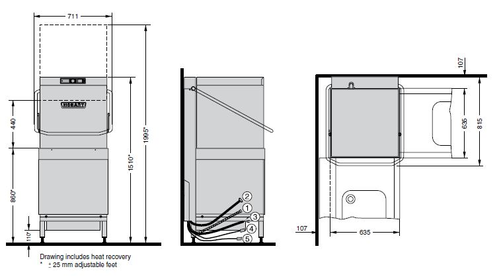 Zmywarka kapturowa do naczyń i talerzy, kosz 500x500 mm | HOBART, Profi AMXR-10B