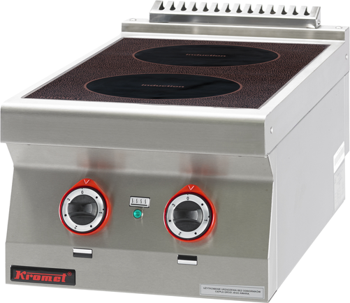 Kuchnia indukcyjna 2-polowa, nastawna, 7 kW, 400x700x280 mm | KROMET, 700.KE-2i/400