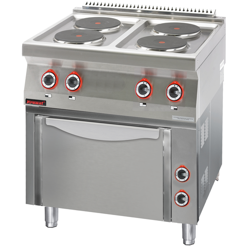 Kuchnia elektryczna 4-płytowa z piekarnikiem elektrycznym statycznym GN 1/1, 13,9 kW, 800x700x900 mm | KROMET, 700.KE-4/PE-1