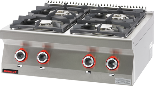Kuchnia gazowa 4-palnikowa, nastawna, 24 kW, 800x700x280 mm | KROMET, 700.KG-4