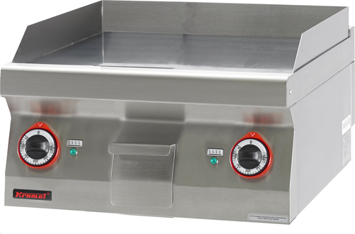 Płyta grillowa elektryczna ze stali chromowanej, gładka, nastawna, 8 kW, 600x700x280 mm | KROMET, 700.PBE-600G-C
