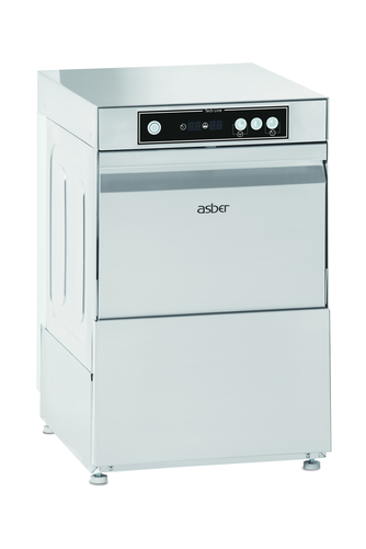 Zmywarka do szkła sterowana cyfrowo z dozownikiem płynu nabłyszczającego, kosz 350x350 mm, 430x480x650 mm | ASBER, GT-350