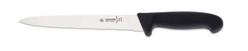 Nóż do wędlin, ostrze częściowo faliste 210 mm, czarny | GIESSER, 7305 aw
