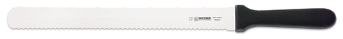 Nóż piekarniczy, ostrze dwustronnie szlifowane: ząbkowane, faliste 300 mm, czarny | GIESSER, 8137 wz
