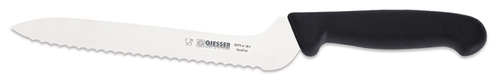 Nóż do pieczywa, kątowy z ostrzem falistym 180 mm, czarny | GIESSER, 8375 w
