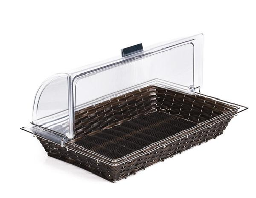 Koszyk z poliratanu z ramką GN 1/1 565x360x100 mm, ciemnobrązowy | APS, Frames