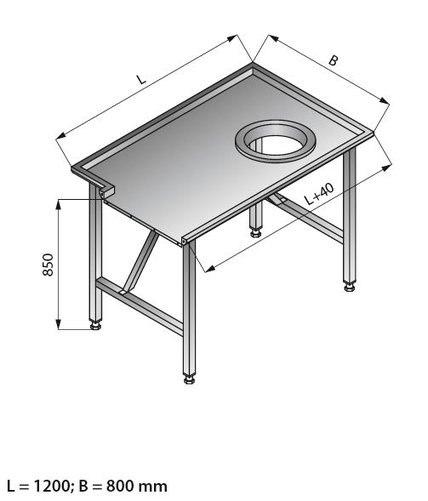 Stół sortowniczy prosty lewy, 1200x800x850 mm | LOZAMET, LO304/1280