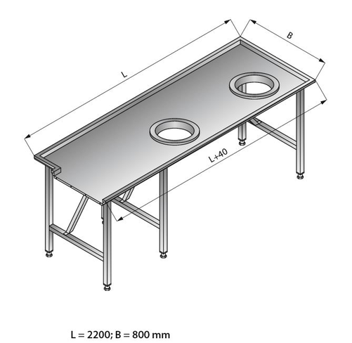 Stół sortowniczy prosty lewy, 2200x800x850 mm | LOZAMET, LO304/2280