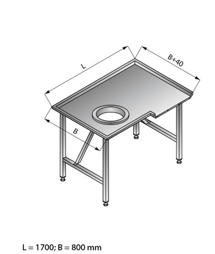 Stół sortowniczy kątowy lewy, 1700x800x850 mm | LOZAMET, LO312/1780