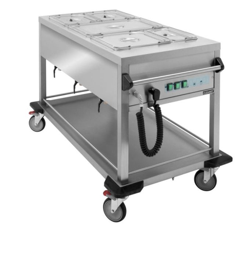 Bemar jezdny 3x GN1/1 200 mm z półką wzmocnioną i barierką, niezależnym ogrzewaniem | LOZAMET, BJNS.3GN.A