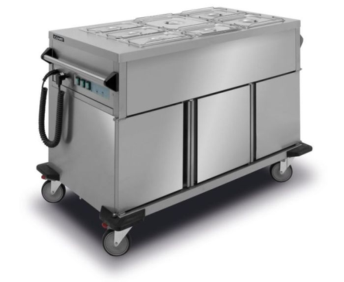 Bemar jezdny 3x GN1/1 200 mm z niezależnym ogrzewaniem i szafkami neutralnymi | LOZAMET, BJNS.3GN.B