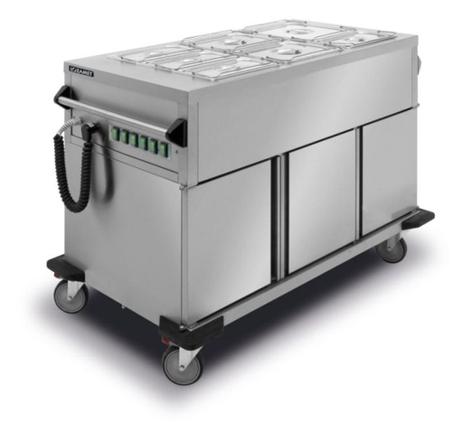 Bemar jezdny 3x GN1/1 200 mm z niezależnym ogrzewaniem i szafkami ogrzewanymi | LOZAMET, BJNS.3GN.C